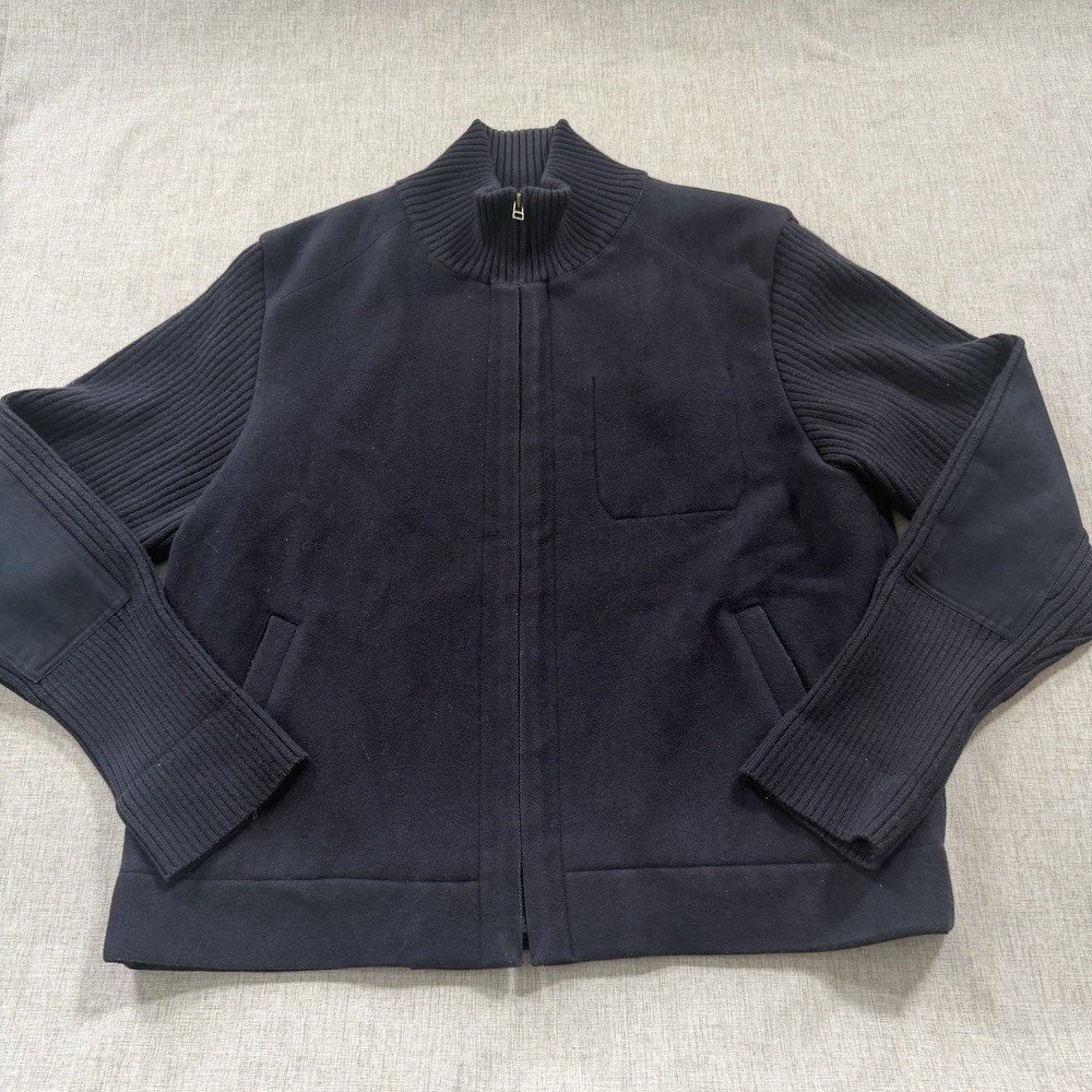 Vintage Gap Wool Bomber Jacket Men's XL Elbow Patches Lined Rib Knit Preppy